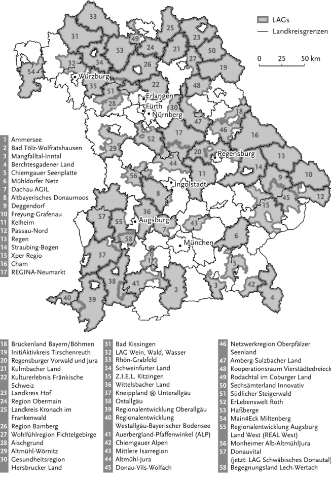 Abb. 4:  Die LEADER-Regionen in Bayern 2007 – 2013  