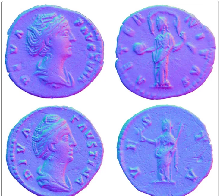Fig. 10  Coin A. obverse, photometric stereo from dome-photography. Final reconstruction of Diva Favstina (Lindsay W