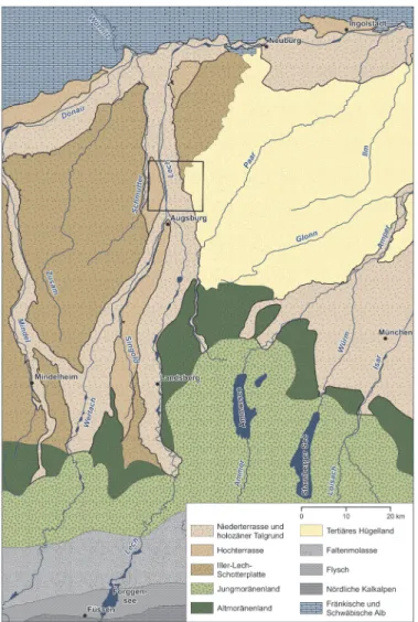 Abb. 1:  Geologische  und  geomorphologische  Über- Über-sichtskarte des Blattgebiets und seiner  Umge-bung