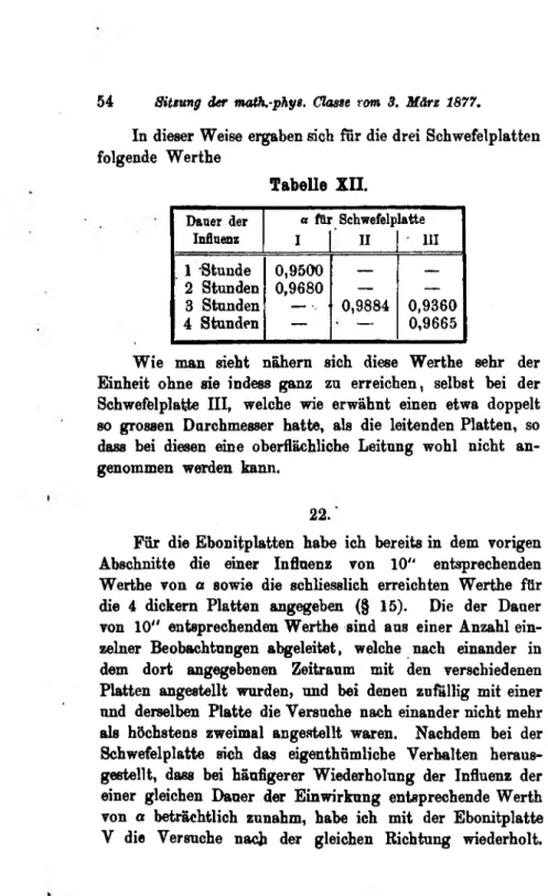 Tabelle  X II.