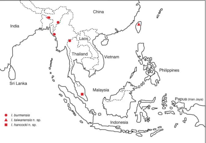 Fig. 1. Collecting localities of Ichneumonopsis spp.
