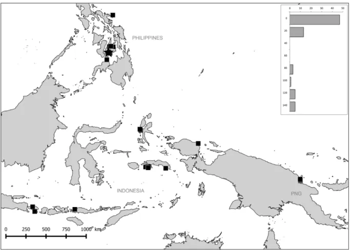 Fig. 6. Geographical and bathymetrical distribution of Reticunassa visayaensis sp. nov