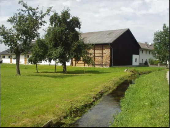 Abb. 9:  Kanal und Bauernhof südlich Schloss Bogenhofen 