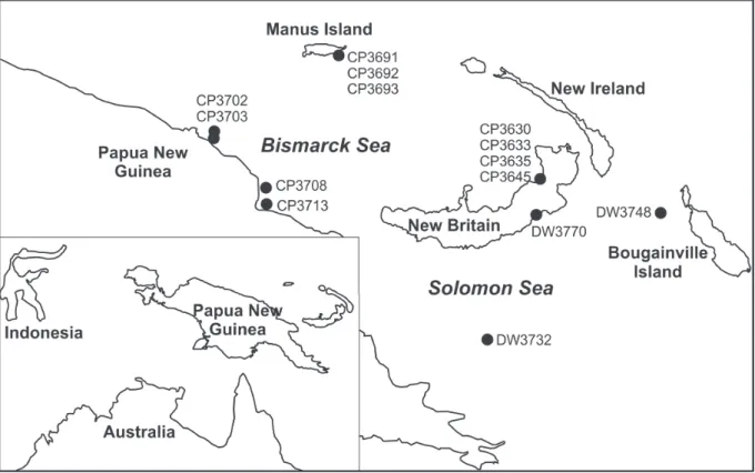 Fig. 1. Map of Papua New Guinea with stations cited in this paper. 