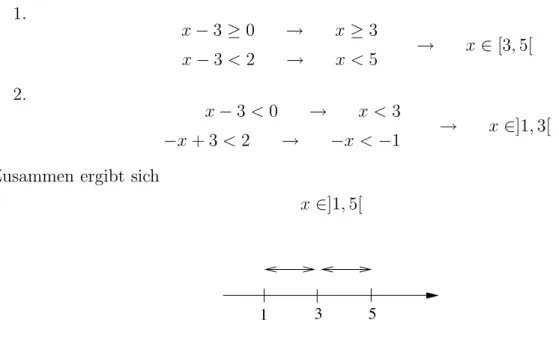 Abbildung 1.8: x ∈ ]1, 3[ und x ∈ [3, 5[