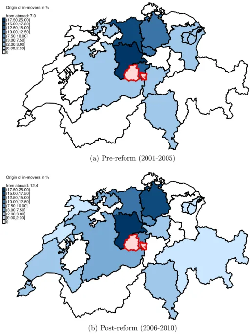 Figure 2: Origin of rich taxpayers who moved to Obwalden