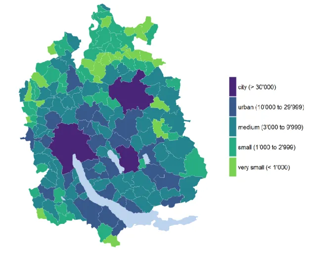 Figure 1: Municipality strata Canton of Zurich by population 