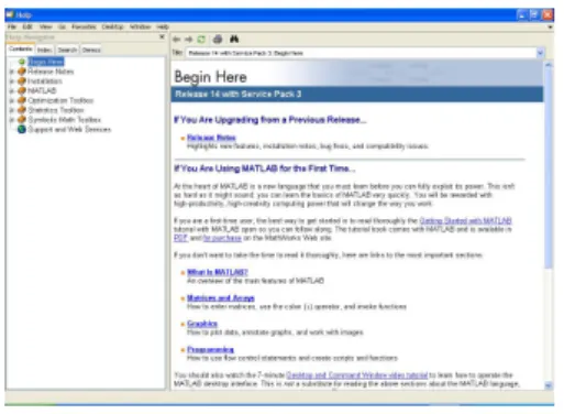 Abbildung 6: Der Help Browser ser kann aus dem Desktop entweder unter dem Menüpunkt Help oder über das ?-Symbol oder mit dem Befehl doc geöffnet werden