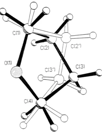 Abb. 5.10: THF-Molek¨ ul mit Fehlordnung in 3- und 4-Position.