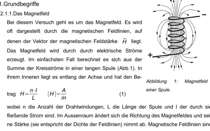 Abbildung  1:   Magnetfeld einer Spule.
