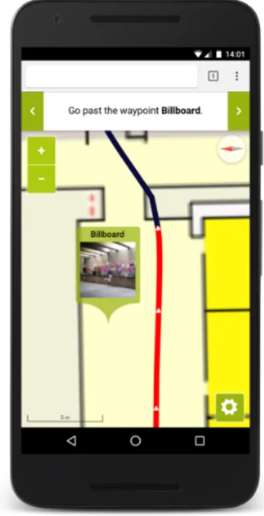 Figure 4. User interface of the data collection app for the initial study. The current area is highlighted in light red.