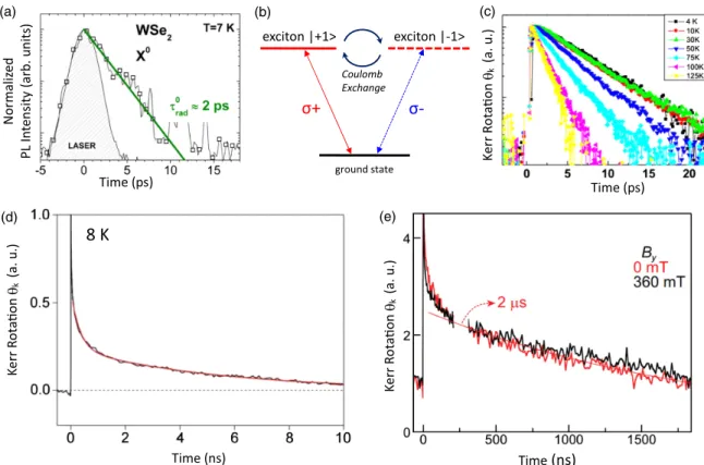 FIG. 7. (a) Exciton PL emission time of the order of 2 ps measured in time-resolved photoluminescence for ML WSe 2 at T ¼ 7 K.