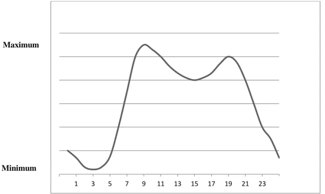 Abbildung 4 Schematische Darstellung der zirkadianen Rhythmik des Blutdrucks 