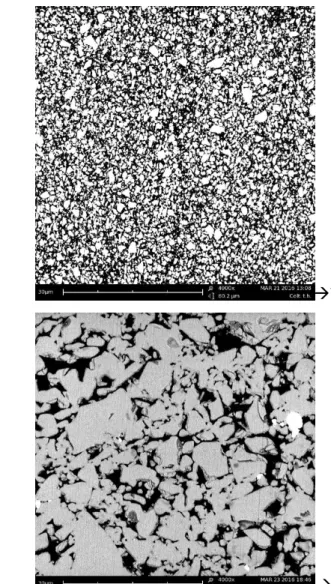 Abbildung  3: Kunststoffe und Hybridmaterial (Rasterelektronenmikroskop: x4000; Materialmodus)