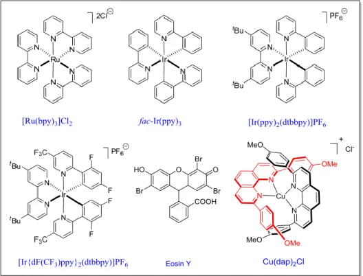 Figure 1.2: Some typical photoredox catalysts. 