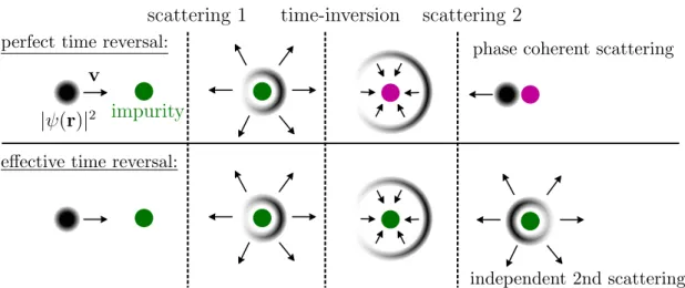 Figure 4.3: Difference between a perfect (real) time-reversal and our effective time- time-reversal due to the QTM