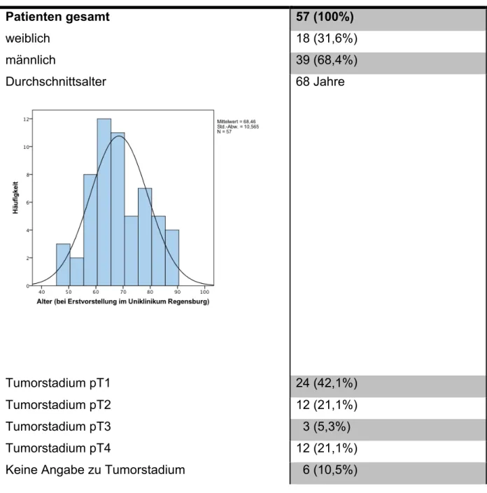 Tabelle 14: Überblick über das Patientenkollektiv                                                                        Abbildung 18: Alter der Patienten 