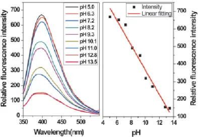 Figure 16  Fluorescence intensity versus pH values and the resulting linear relationship [141]