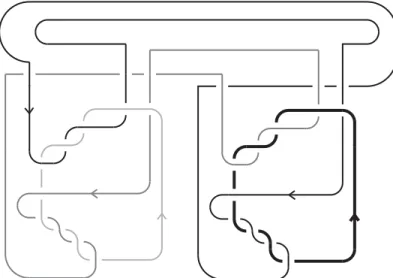 Figure 11. The two-fold covering link of the link in Figure 10, branched over L 1 .