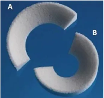 Abbildung  2.1  Die  Polyurethanmatrix  Actifit® ist als mediales (a) und laterales (b)  Implantat erhältlich