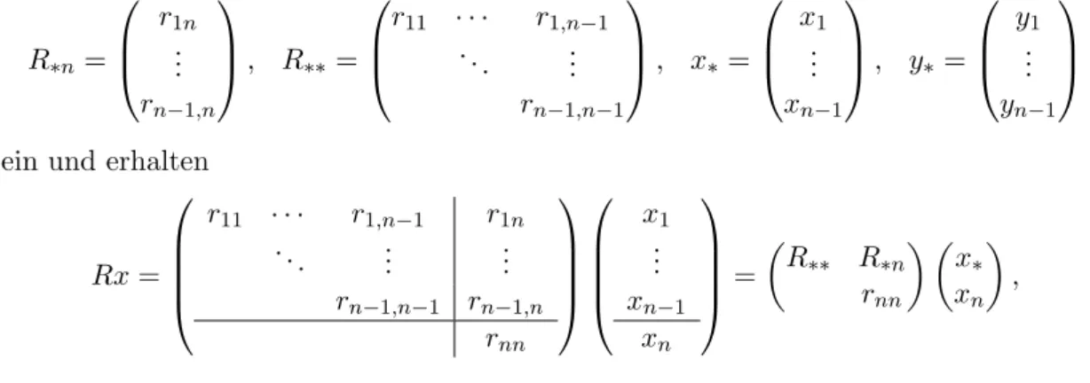 Abbildung 2.1: Vorw¨ artseinsetzen zur L¨ osung des linken unteren Dreieckssystems Ly = b