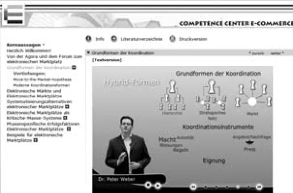 Abbildung 2: Screenshot des WBT-Aufbaus und der Videointegration 