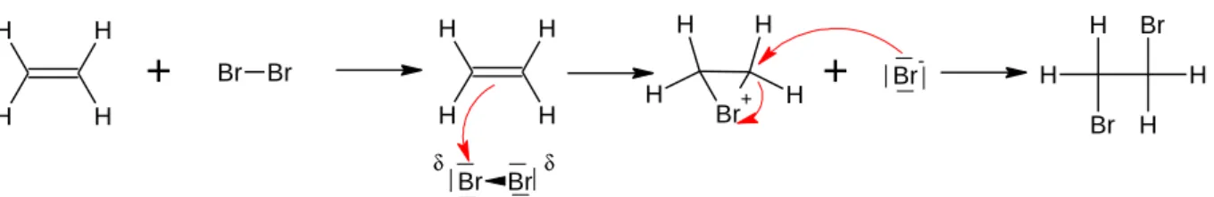 Abb. 2: Mechanismus der 1,2-Dibromethanbildung. 
