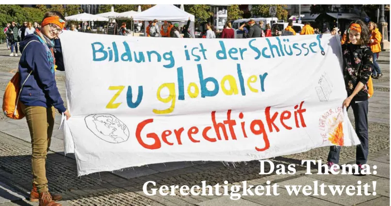 Foto Jugendliche fordern Bildung für alle während des Jugendkongresses von   Brot für die Welt Youthtopia im September 2018 auf dem Gendarmenmarkt in Berlin