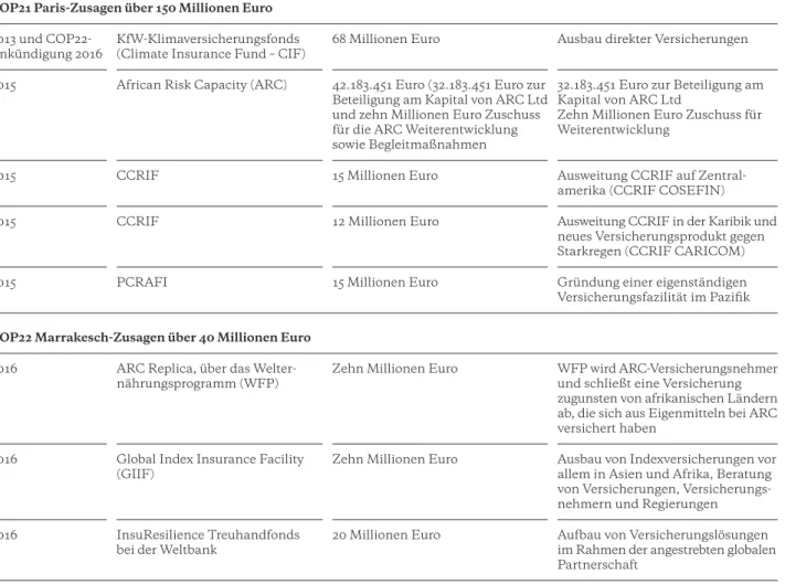 Abbildung 5: Deutsche Finanzierung von InsuResilience Quelle: nach Informationen des BMZ