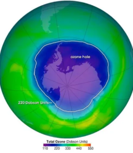 Abb. 8: Ozonloch über der Antarktis. [7] 
