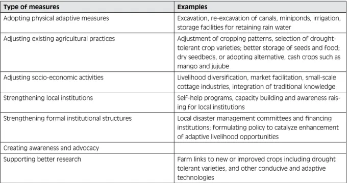 Table 3: Policy options for the design of local adaptation policies 
