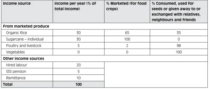 Table 3:  Income sources of average MOFA member 