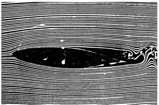 Figure 4.1: Smoke lines around an airfoil in low Reynolds number wind-tunnel flow.