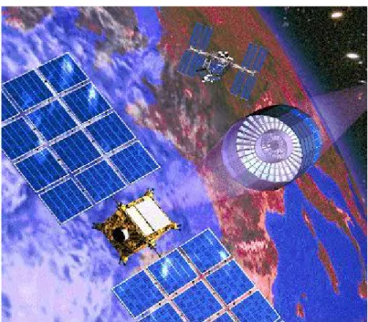 Abbildung 1.1: Bild des Xeus –Satellitensystems im Orbit [1].