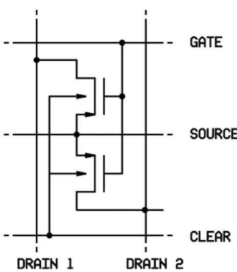 Fig. 1 and Fig. 2 show the circuit diagram and the layout of a double pixel as arranged in an ILC prototype matrix, respectively