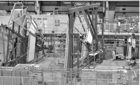 Fig. 2. Picture of the end-cap test stand with six MDT chambers and two TGC stations, taken in July 2003