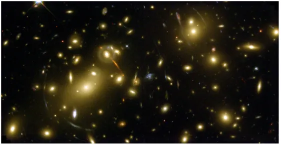Figure 1.2: A picture of the galaxy cluster Abell 2218 from Hubble Space Telescope.