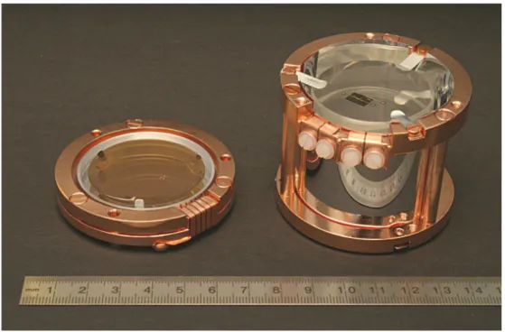 Figure 2.3: In this picture an opened detector module can be seen. On the left hand side the brownish light absorber is placed