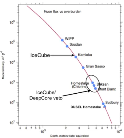 Figure 2: Estimated muon rate in the deep ice after applying a veto based on a simple majority trigger.