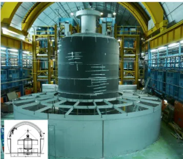 Fig. 7 The water tank under construction in Hall A of Lngs in front of the LVD detector
