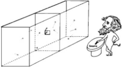 Abbildung 4: Der Maxwellsche D¨amon steuert eine Luke zwischen zwei Kammern mit anf¨anglich gleicher Temperatur