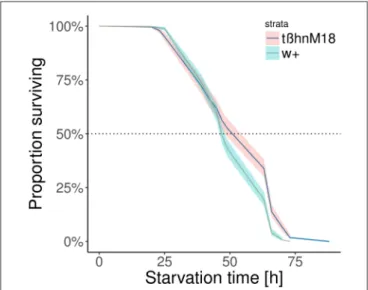 FIGURE 3 | Longer survival of tßh nM18 mutants under starvation conditions.