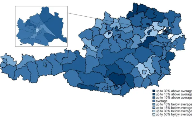 Figure 5: Regional variation of total (health care) expenditures per inhabitant 