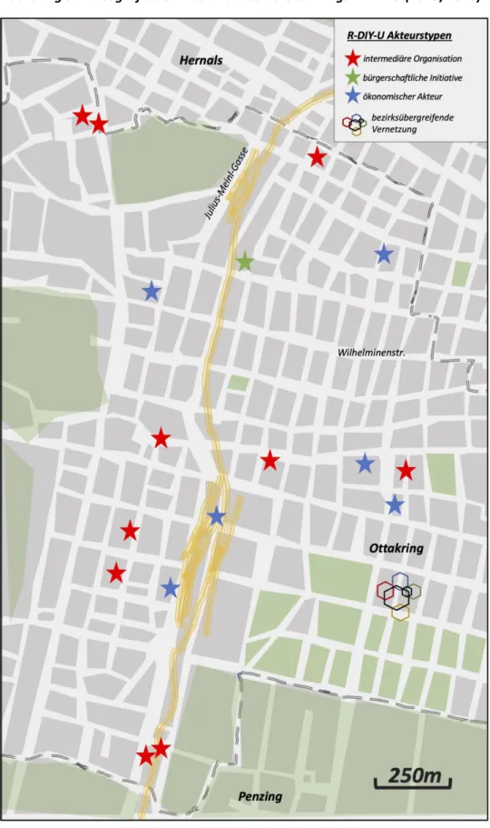 Abbildung 3: Kartografie der Interaktionsorte Ottakrings R-DIY-U (2019/2020) 