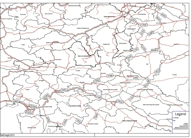 Figure 7: SETA corridor: Railway freight volume 2015 