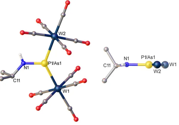 Abbildung 3: Molekülstruktur von Verbindung 2a/b im Festkörper. An Kohlenstoffatome gebundene H-Atome  wurden  aufgrund  der  Übersichtlichkeit  nicht  abgebildet