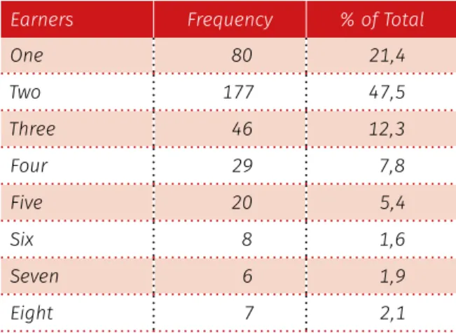 Table 8: Number of earners per household