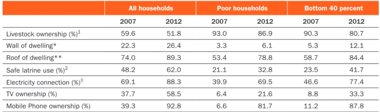 TABlE 3.1  Trends in Basic Assets and Amenities, 2007-2012