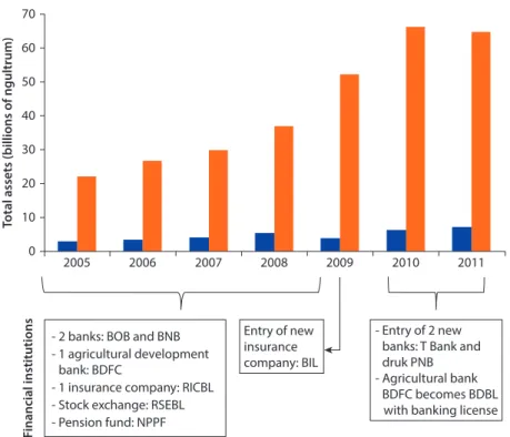 Figure 2.1  Financial Sector Assets in Bhutan, 2005–11