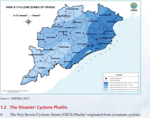 Figure 1: Wind and Cyclone Zones of Odisha